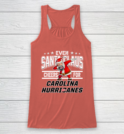 Carolina Hurricanes Even Santa Claus Cheers For Christmas NHL Racerback Tank 3