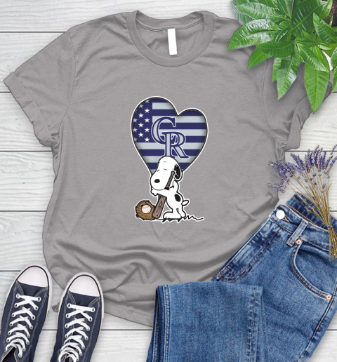 Colorado Rockies MLB Baseball The Peanuts Movie Adorable Snoopy Women's T-Shirt 5