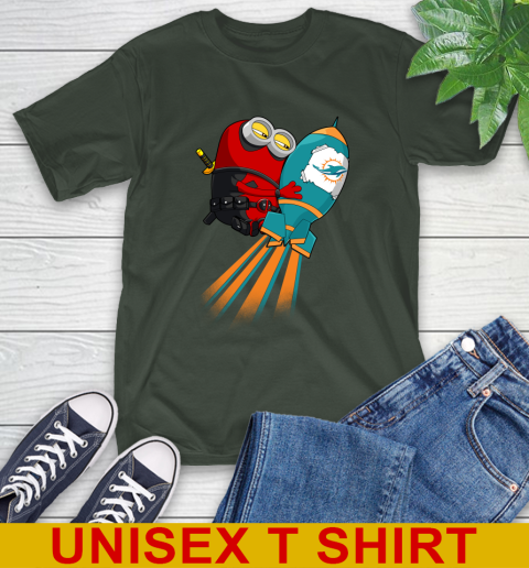 NFL Football Miami Dolphins Deadpool Minion Marvel Shirt T-Shirt 6