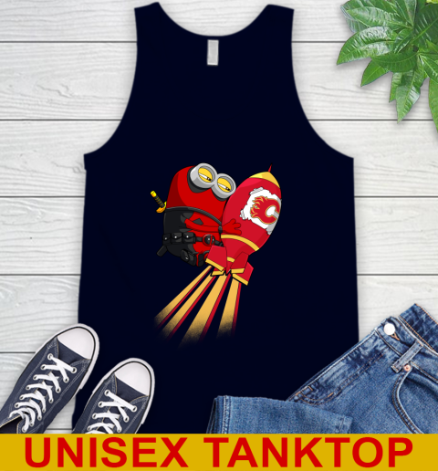 NHL Hockey Calgary Flames Deadpool Minion Marvel Shirt Tank Top 2