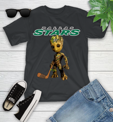 Dallas Stars NHL Hockey Groot Marvel Guardians Of The Galaxy Youth T-Shirt 2