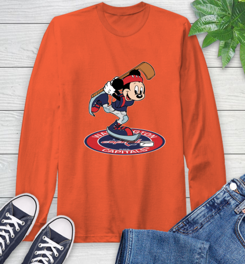 NHL Hockey Washington Capitals Cheerful Mickey Disney Shirt Long Sleeve T-Shirt 5