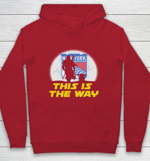 New York Rangers NHL Ice Hockey Star Wars Yoda And Mandalorian This Is The Way Youth Hoodie 7