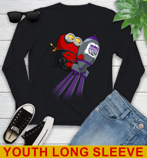 NBA Basketball Sacramento Kings Deadpool Minion Marvel Shirt Youth Long Sleeve