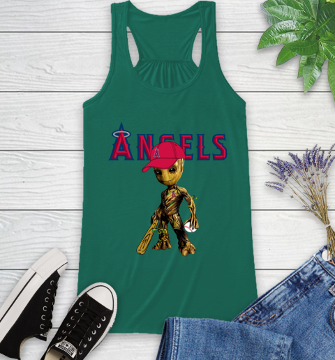 MLB Los Angeles Angels Groot Guardians Of The Galaxy Baseball Racerback Tank 7