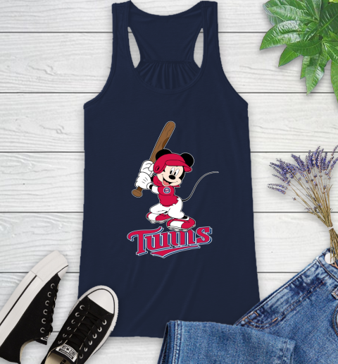 MLB Baseball Minnesota Twins Cheerful Mickey Mouse Shirt Racerback Tank 11