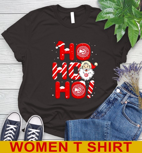 Atlanta Hawks NBA Basketball Ho Ho Ho Santa Claus Merry Christmas Shirt Women's T-Shirt - Image 10