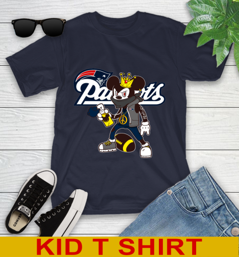 New England Patriots NFL Football Mickey Peace Sign Sports Youth T-Shirt 3