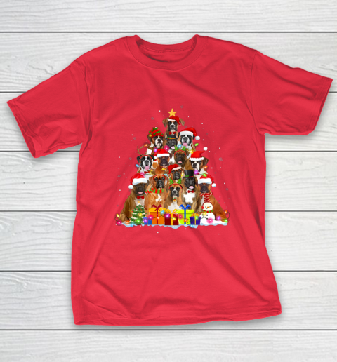 Christmas Pajama Boxer Tree Xmas Gifts Dog Dad Mom T-Shirt 9