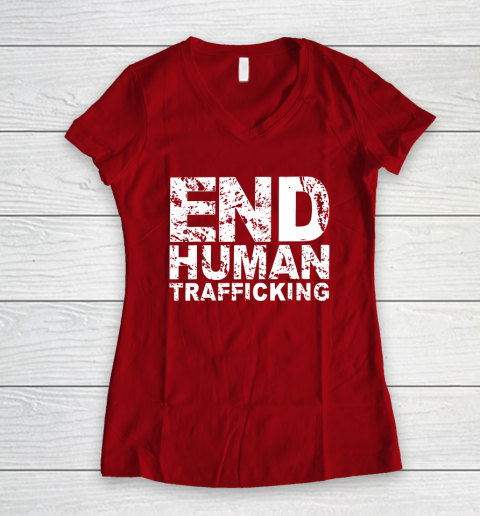 End Human Trafficking Shirt Women's V-Neck T-Shirt 8