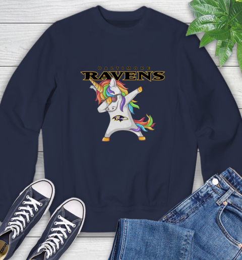 Baltimore Ravens NFL Football Funny Unicorn Dabbing Sports Sweatshirt 3