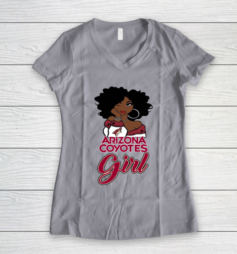 Arizona Coyotes Girl NHL Women's V-Neck T-Shirt 4