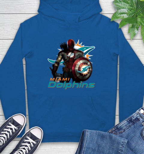 NFL Captain America Thor Spider Man Hawkeye Avengers Endgame Football Miami Dolphins Hoodie 9