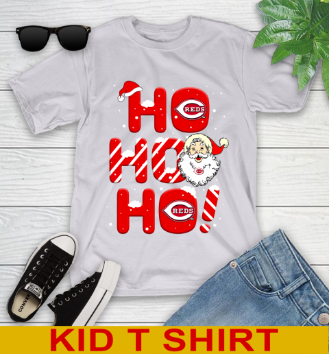 Cincinnati Reds MLB Baseball Ho Ho Ho Santa Claus Merry Christmas Shirt Youth T-Shirt 4