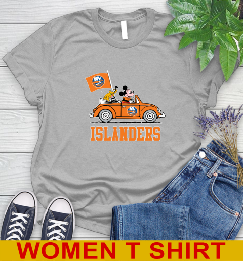 NHL Hockey New York Islanders Pluto Mickey Driving Disney Shirt Women's T-Shirt 5
