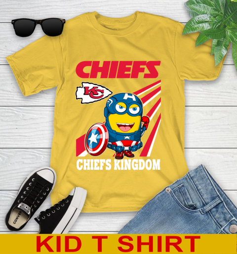 NFL Football Kansas City Chiefs Captain America Marvel Avengers Minion Shirt Youth T-Shirt 9