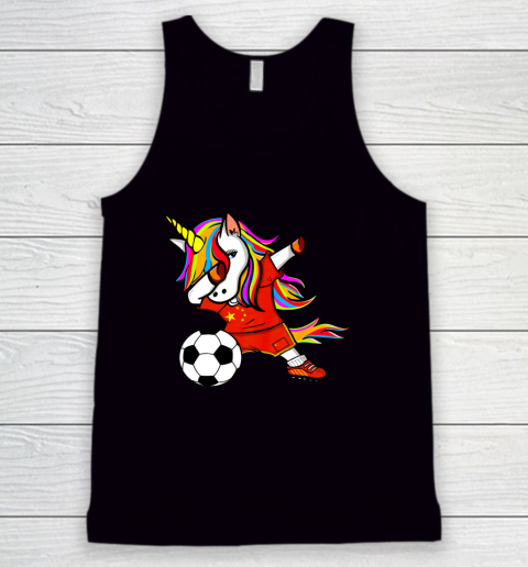 Funny Dabbing Unicorn China Football Chinese Flag Soccer Tank Top