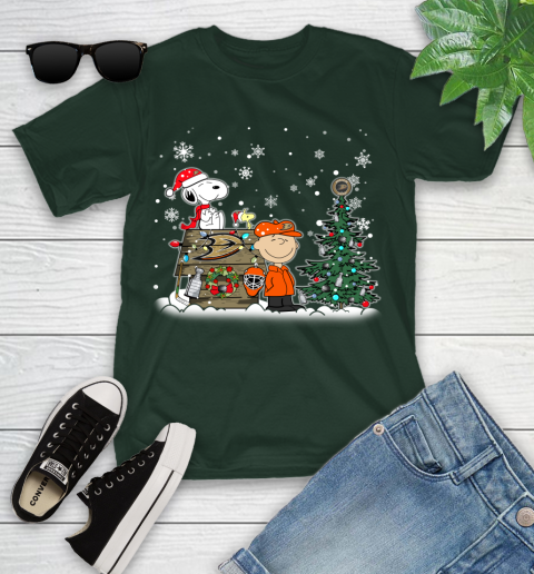 NHL Anaheim Ducks Snoopy Charlie Brown Woodstock Christmas Stanley Cup Hockey Youth T-Shirt 5