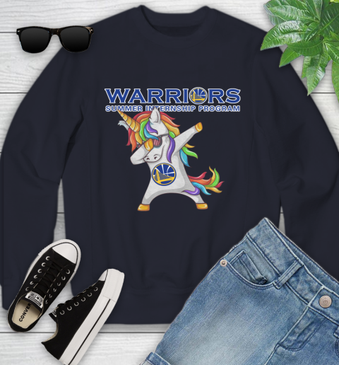 Golden State Warriors NBA Basketball Funny Unicorn Dabbing Sports Youth Sweatshirt 3