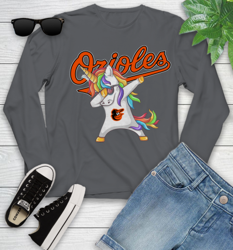 Baltimore Orioles MLB Baseball Funny Unicorn Dabbing Sports Youth Long Sleeve 8