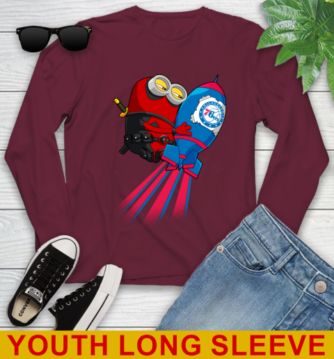 NBA Basketball Philadelphia 76ers Deadpool Minion Marvel Shirt Youth Long Sleeve 6