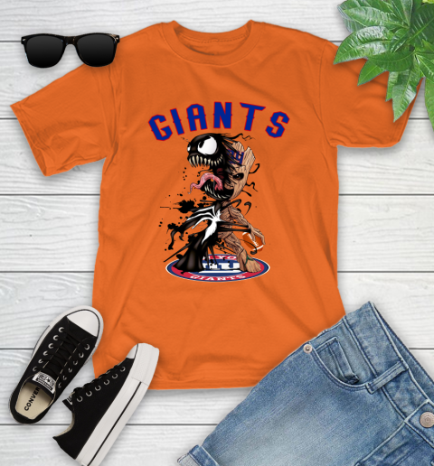 NFL New York Giants Football Venom Groot Guardians Of The Galaxy Youth T-Shirt 7
