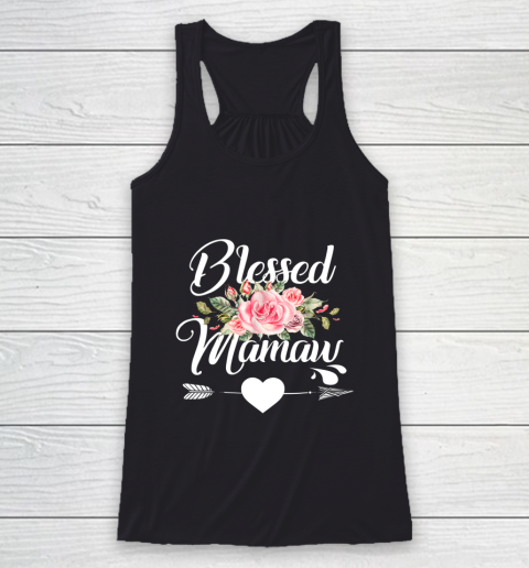 Blessed Mamaw Thanksgiving Christmas Floral Gift For Grandma Racerback Tank
