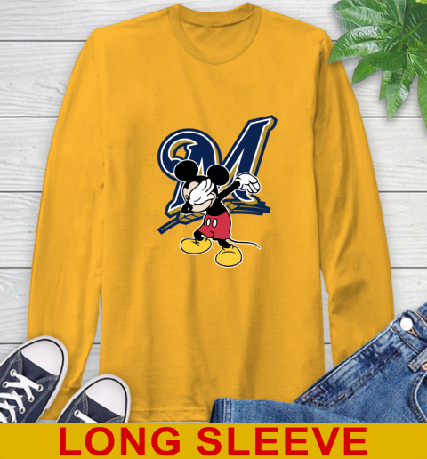 Milwaukee Brewers MLB Baseball Dabbing Mickey Disney Sports Long Sleeve T-Shirt 4 Milwaukee Brewers MLB Baseball Dabbing Mickey Disney Sports Long Sleeve T-Shirt - Image 4