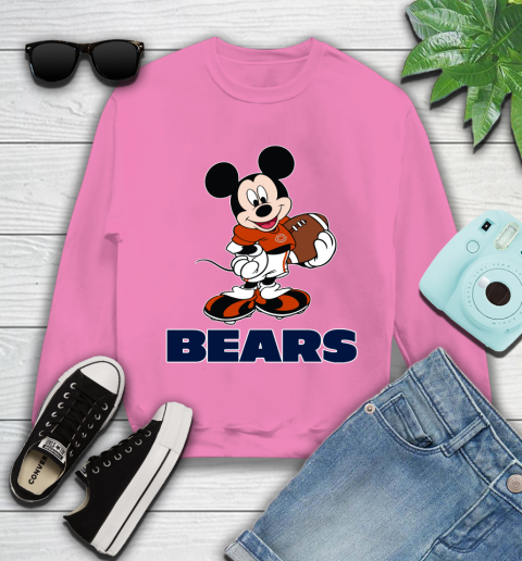 NFL Football Chicago Bears Cheerful Mickey Mouse Shirt Youth Sweatshirt 6