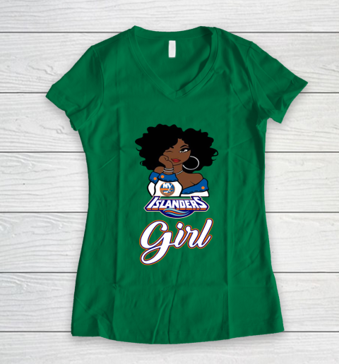 New York Islanders Girl NHL Women's V-Neck T-Shirt 5