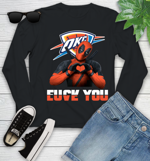 NBA Oklahoma City Thunder Deadpool Love You Fuck You Basketball Sports Youth Long Sleeve