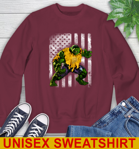 Pittsburgh Pirates Hulk Marvel Avengers MLB Baseball American Flag Sweatshirt 6