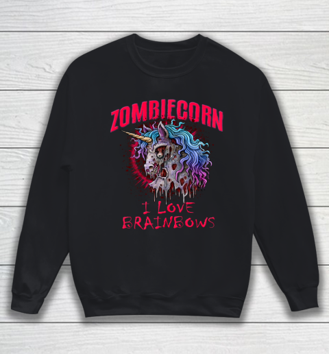 Zombie Unicorn I Love Brainbows Halloween Gothic Goth Punk Sweatshirt