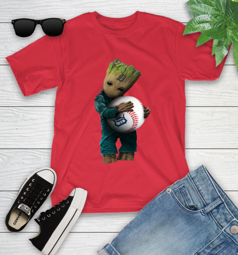 MLB Groot Guardians Of The Galaxy Baseball Sports Detroit Tigers Youth T-Shirt 10