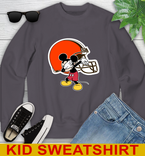 Cleveland Browns NFL Football Dabbing Mickey Disney Sports Youth Sweatshirt 6