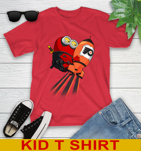 NHL Hockey Philadelphia Flyers Deadpool Minion Marvel Shirt Youth T-Shirt 11