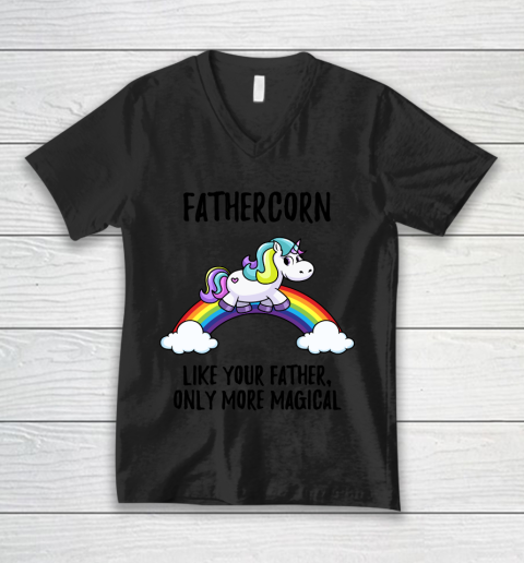 Father's Day Funny Gift Ideas Apparel  Father Unicorn T Shirt V-Neck T-Shirt