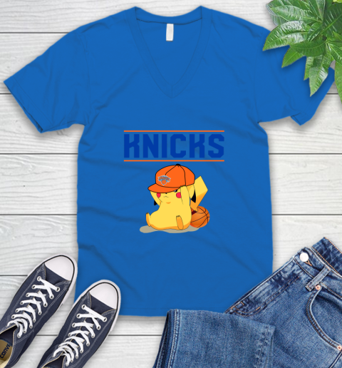 NBA Pikachu Basketball Sports New York Knicks V-Neck T-Shirt 6