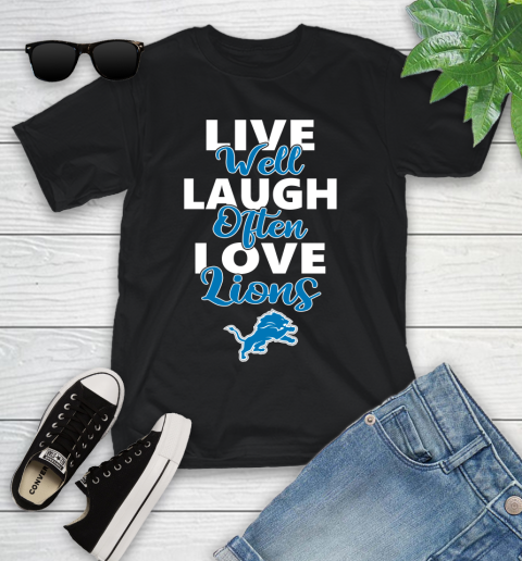 NFL Football Detroit Lions Live Well Laugh Often Love Shirt Youth T-Shirt