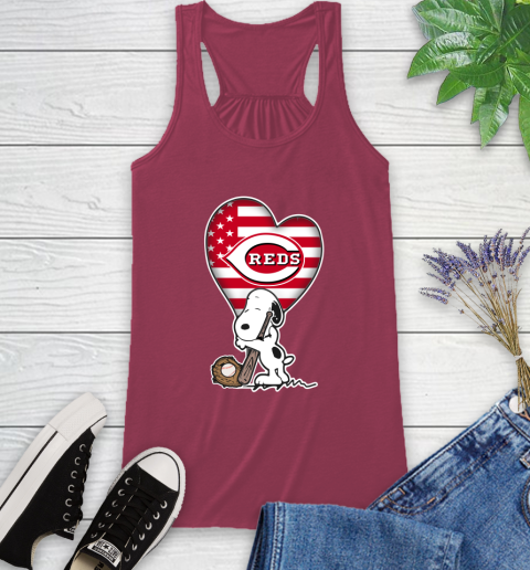 Cincinnati Reds MLB Baseball The Peanuts Movie Adorable Snoopy Racerback Tank 8