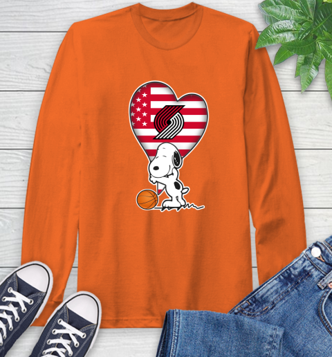 Portland Trail Blazers NBA Basketball The Peanuts Movie Adorable Snoopy Long Sleeve T-Shirt 5