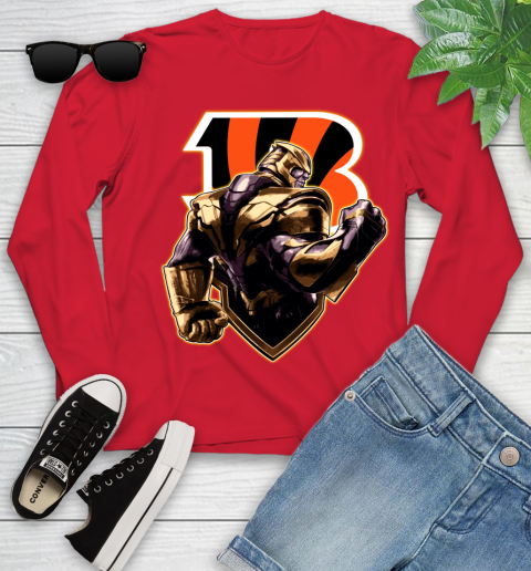 NFL Thanos Avengers Endgame Football Sports Cincinnati Bengals Youth Long Sleeve 11