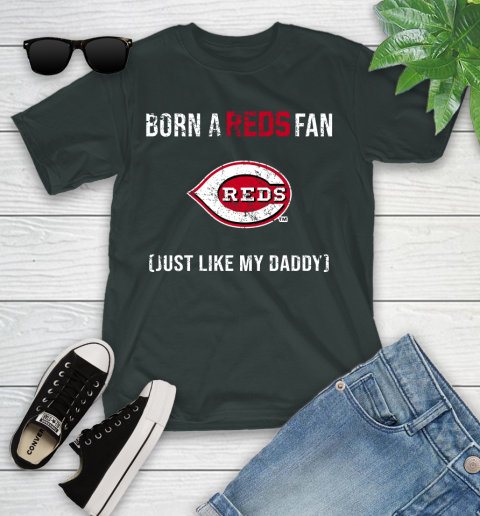 MLB Baseball Cincinnati Reds Loyal Fan Just Like My Daddy Shirt Youth T-Shirt 5