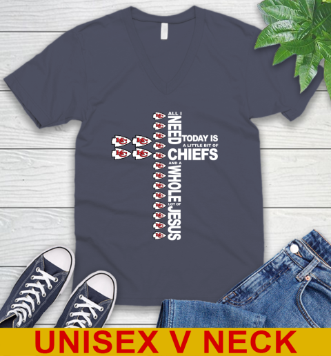 NFL All I Need Today Is A Little Bit Of Kansas City Chiefs Cross Shirt V-Neck T-Shirt 7