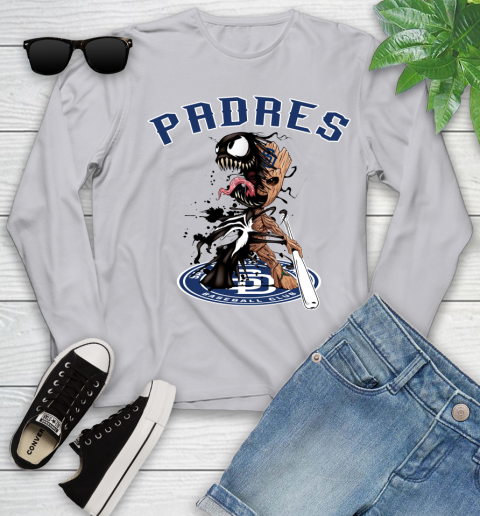 MLB San Diego Padres Baseball Venom Groot Guardians Of The Galaxy Youth Long Sleeve 5