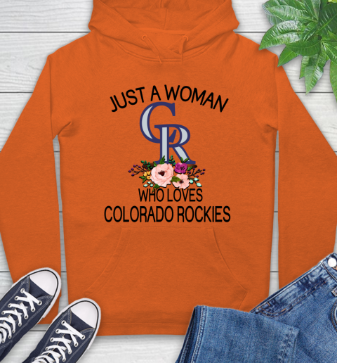 MLB Just A Woman Who Loves Colorado Rockies Baseball Sports Hoodie 3