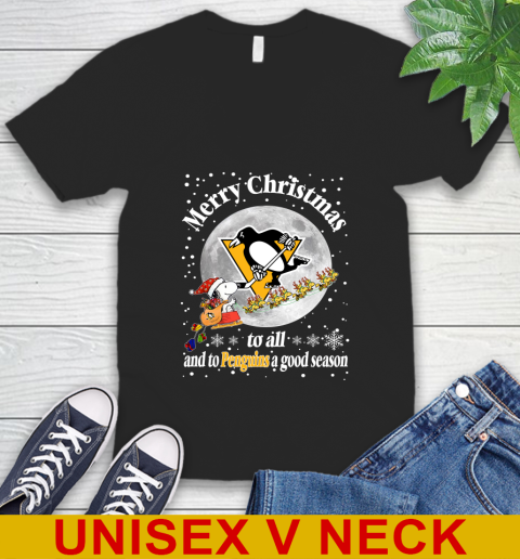 Pittsburgh Penguins Merry Christmas To All And To Penguins A Good Season NHL Hockey Sports V-Neck T-Shirt