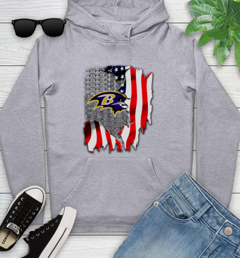 Baltimore Ravens NFL Football American Flag Youth Hoodie 6