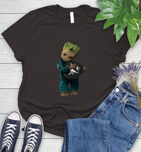 NHL Groot Guardians Of The Galaxy Hockey Sports San Jose Sharks Women's T-Shirt 8