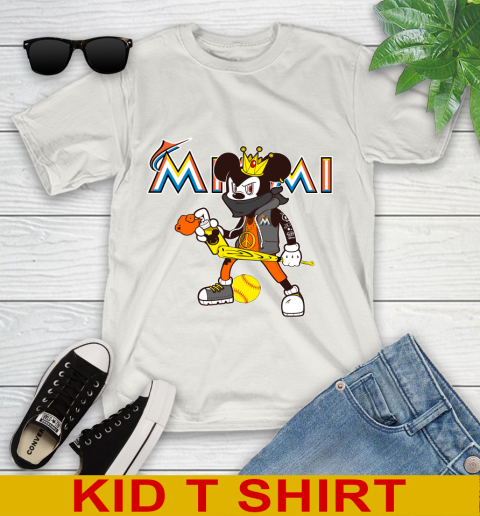 Miami Marlins MLB Baseball Mickey Peace Sign Sports Youth T-Shirt 12